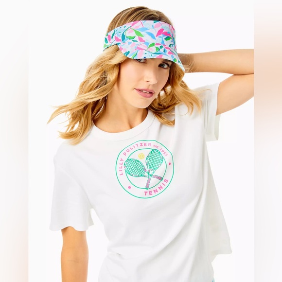 Lilly Pulitzer Its a Match Twill Tennis Beach Visor Baseball Hat Adjustable Band - Picture 4 of 5